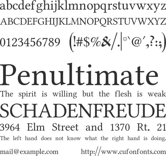 Indiction Unicode font preview