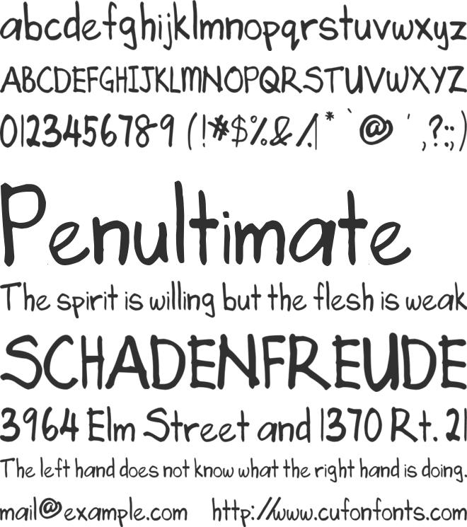 Angela's Handwriting font preview