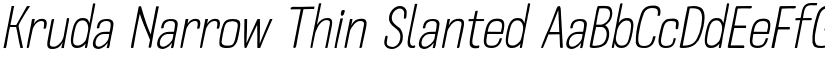 Kruda Narrow Thin Slanted font