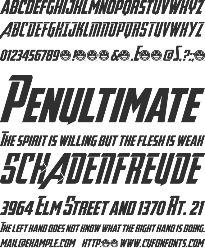 Avengeance font preview
