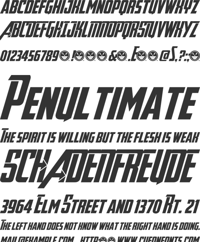 Avengeance font preview