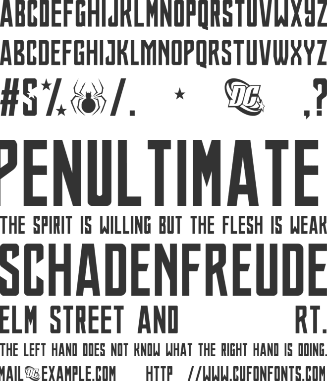 JUSTICE LEAGUE font preview