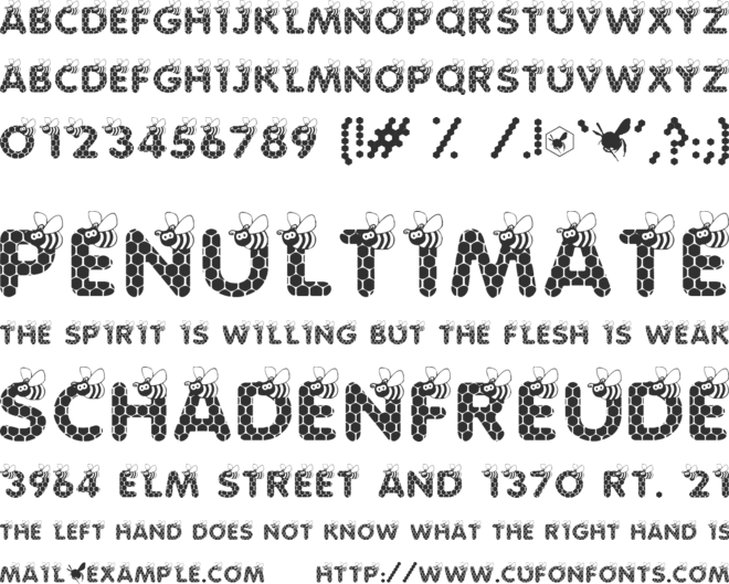 SAVE THE HONEYBEE font preview