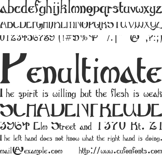 Gothic Birthday Cake font preview