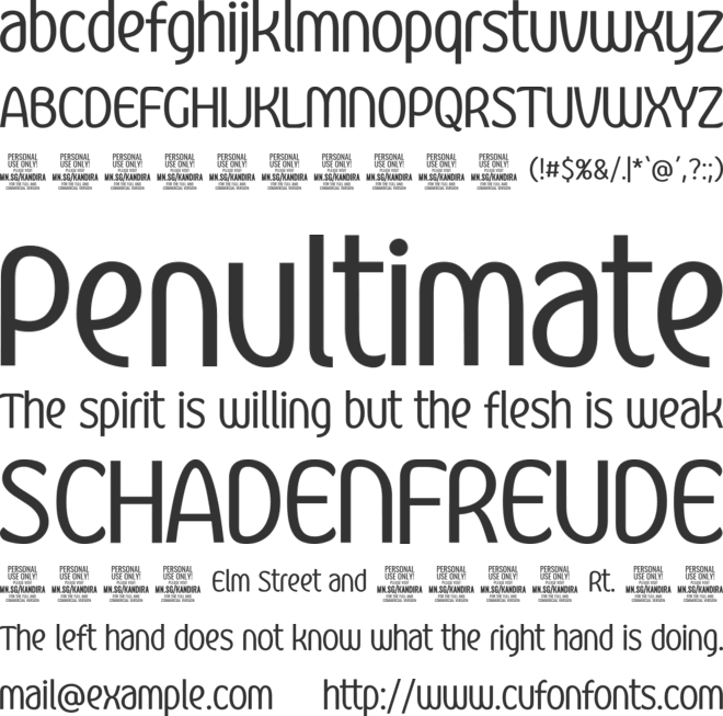 Kandira PERSONAL font preview