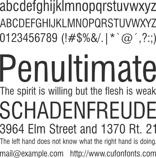 Milford Condensed font preview