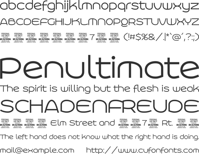 Roona Sans  PERSONAL font preview