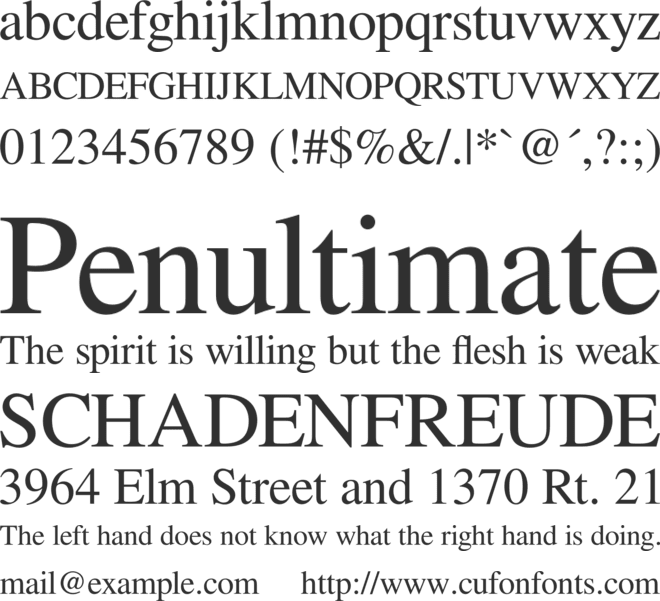 FreeSerif font preview