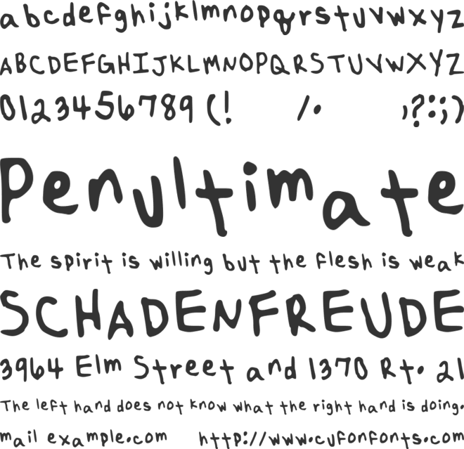 My Handwriting Font font preview