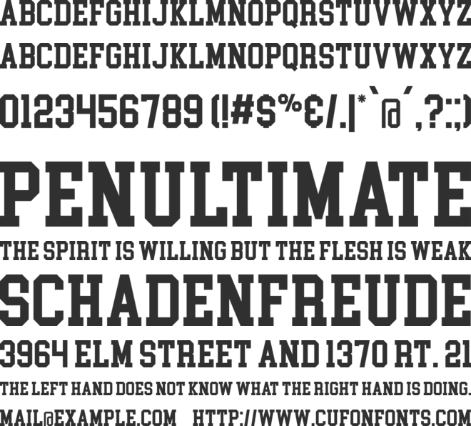 College Block font preview