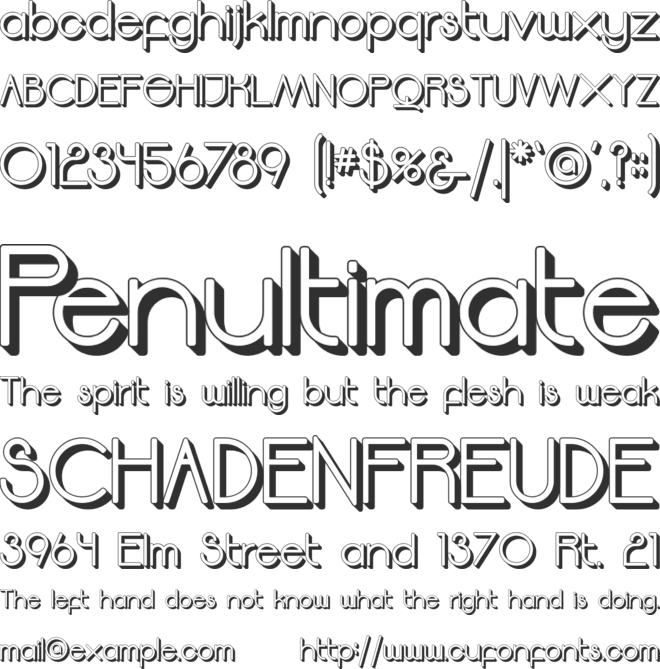 Moodyrock Extrude font preview