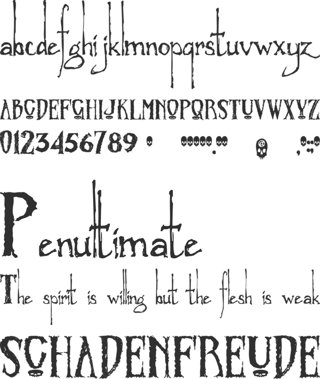 Zombified font preview