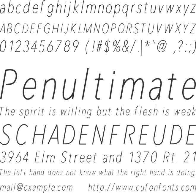 RedWood Oblique font preview