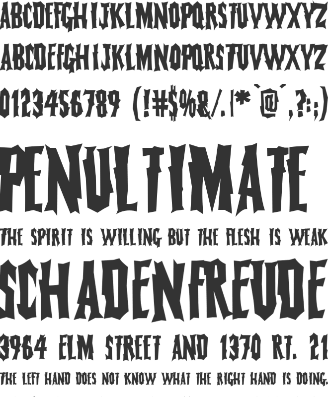 Fearless Vampire Killer font preview