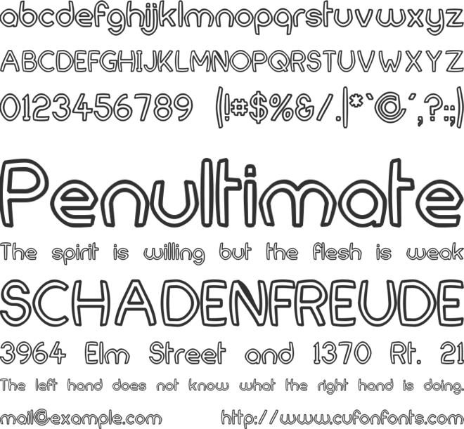 FortuneCity Comic Outline font preview
