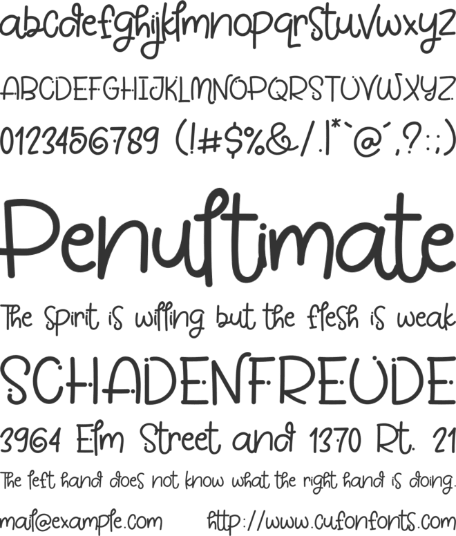 White Pinky font preview