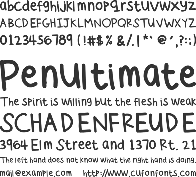 Cee's Hand font preview