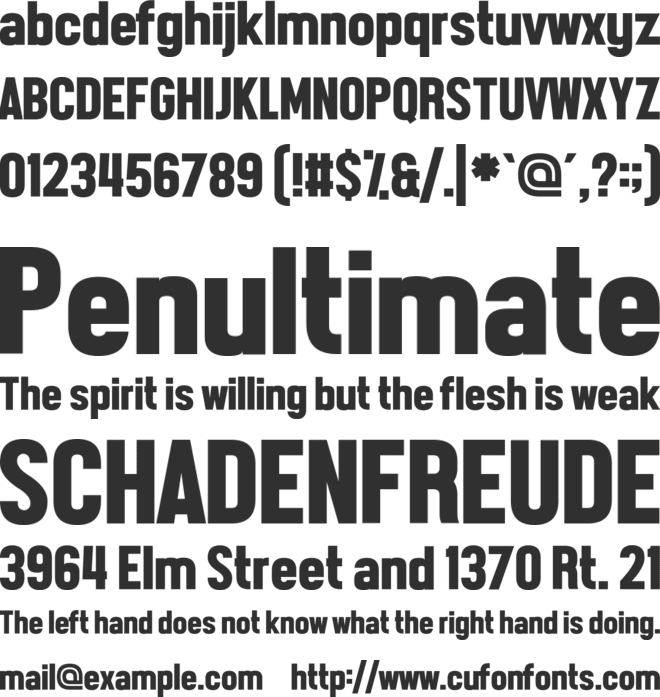 Front Page Neue font preview