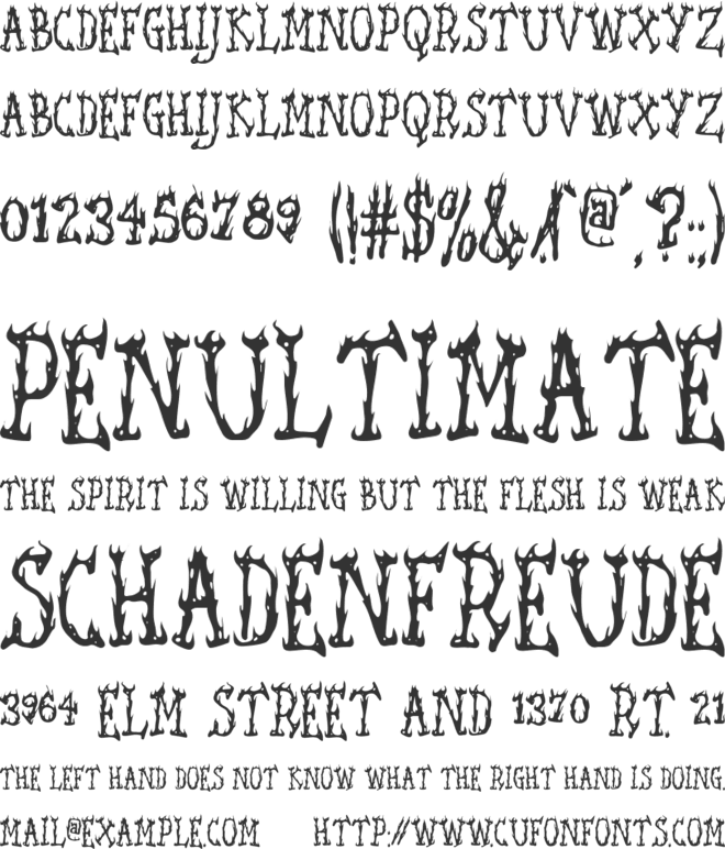 Seaweed Fire AOE font preview