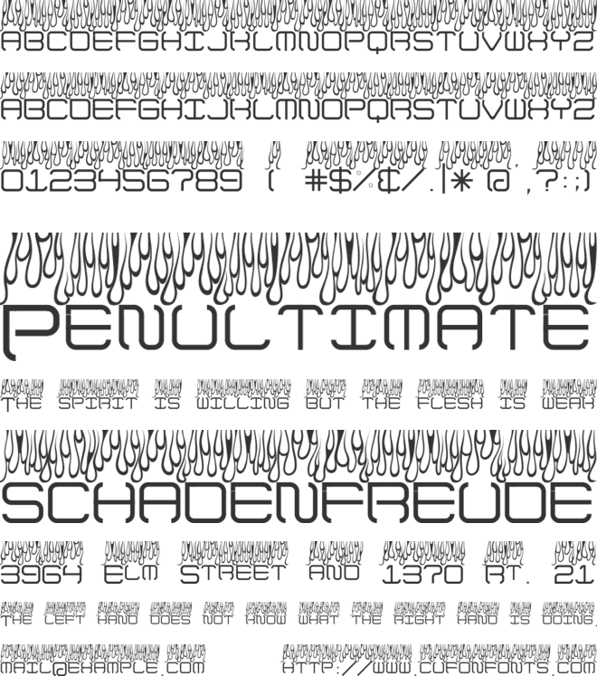 Up In Flames font preview