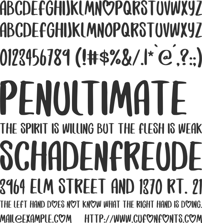 Amore font preview