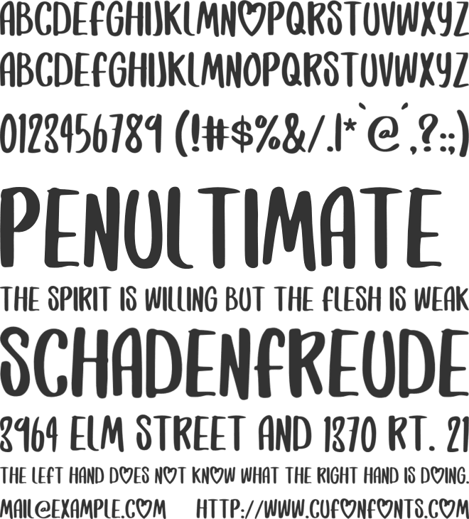 Amore font preview