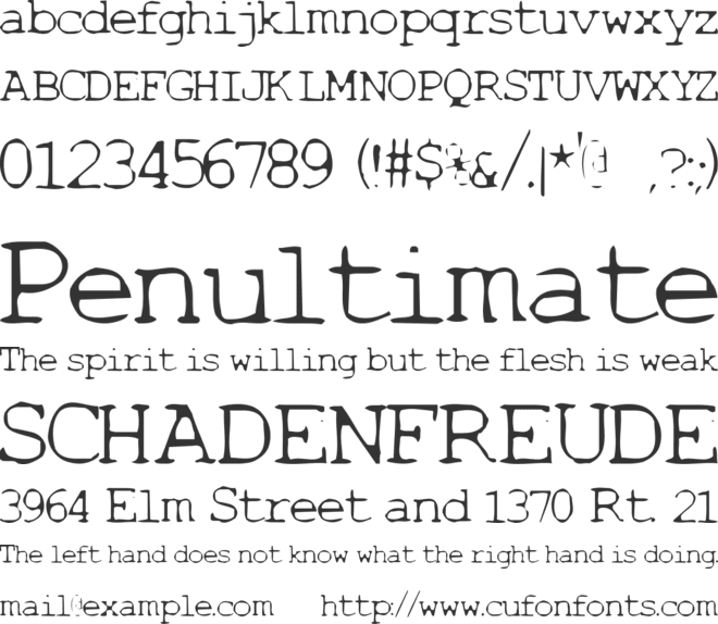 Thinbaby font preview