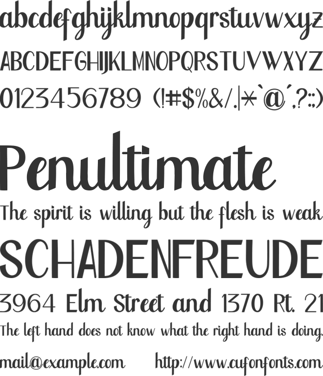 Thaanderley font preview