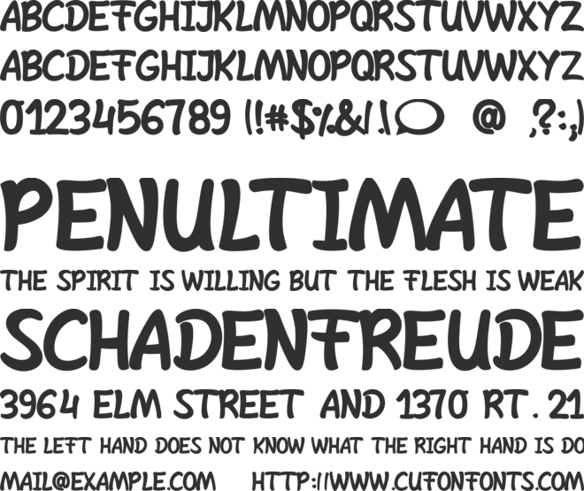Shelta Hand* font preview