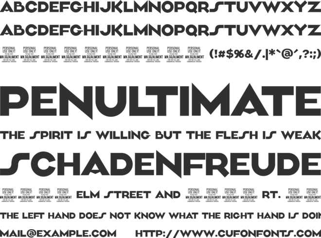Aliment PERSONAL USE font preview