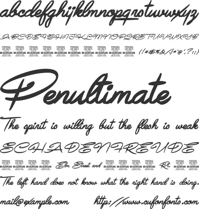 Avelana  Ital PERSONAL USE font preview