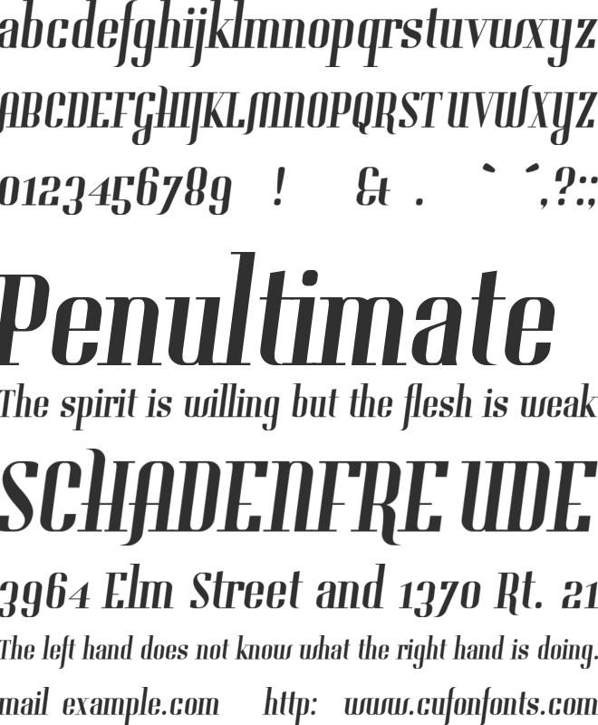 Gladifilthefte font preview