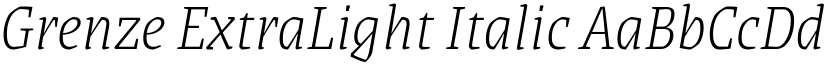Grenze ExtraLight Italic font