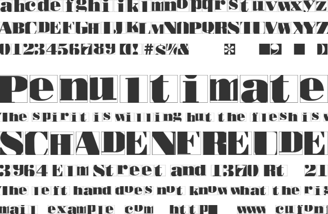 Bodoblack Squares font preview