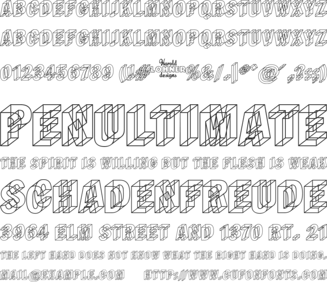 Wireframe font preview