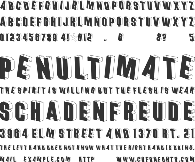 Threedimensional font preview