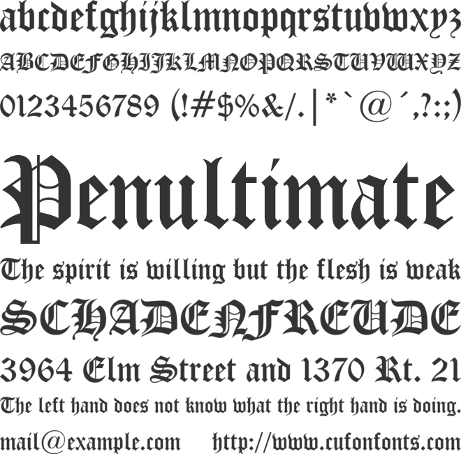 CloisterBlack BT font preview