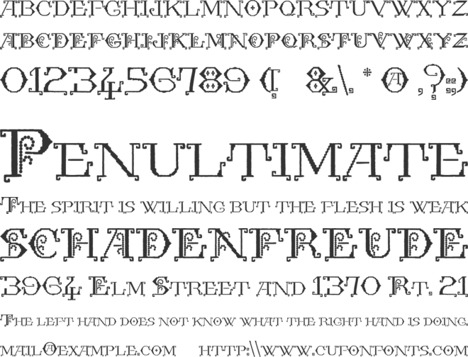 Kingthings Embroidery font preview