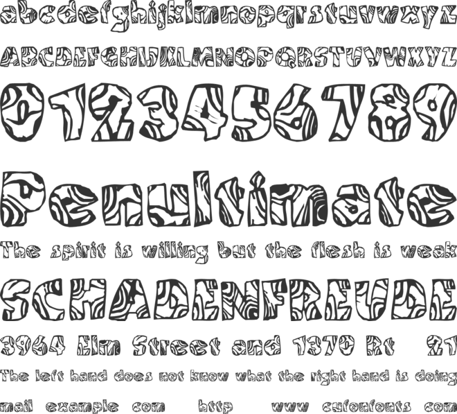 Swirled BRK font preview