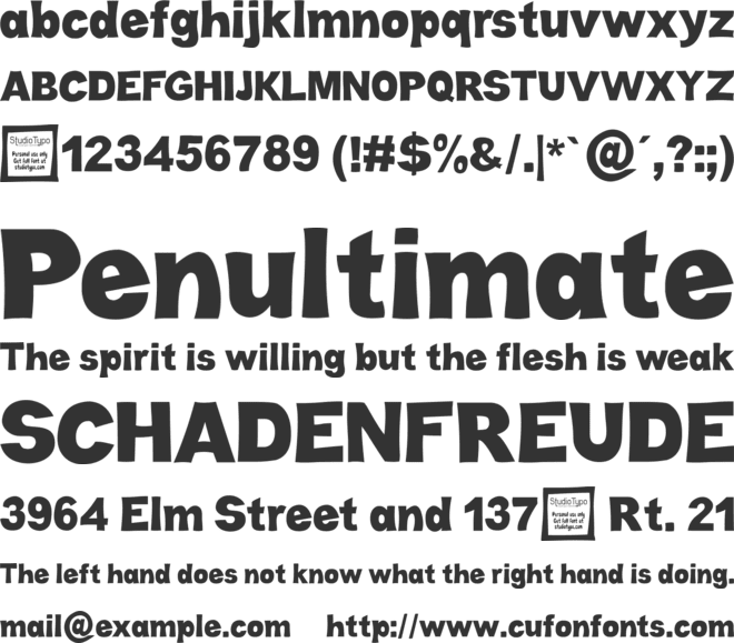 Cabold Comic font preview