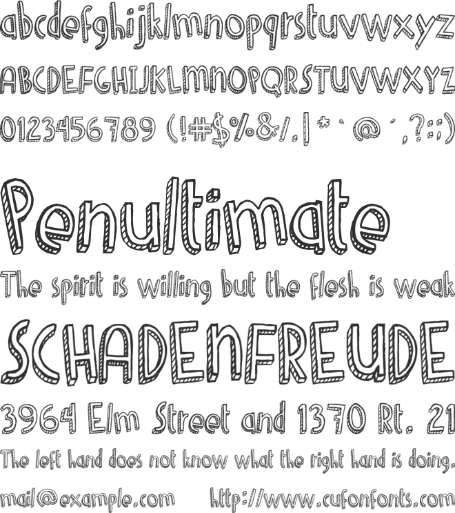 Denne Shuffle Euro Hollow font preview