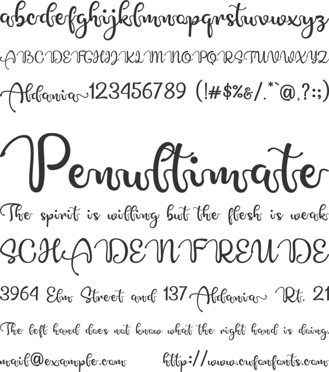 Aldania font preview