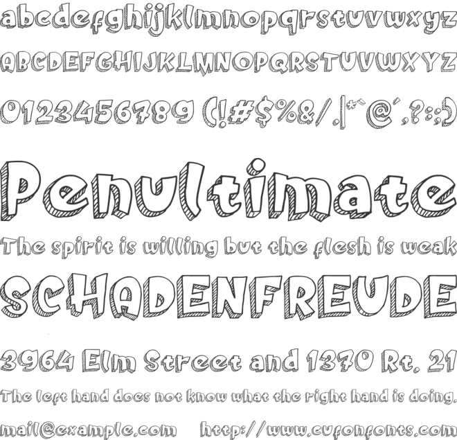 Doodletoon line font preview