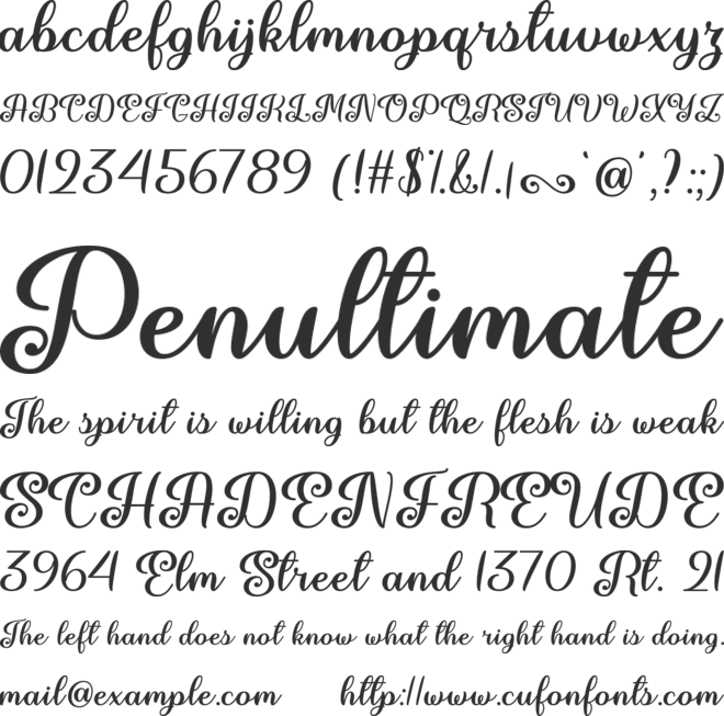 June Calligraphy font preview
