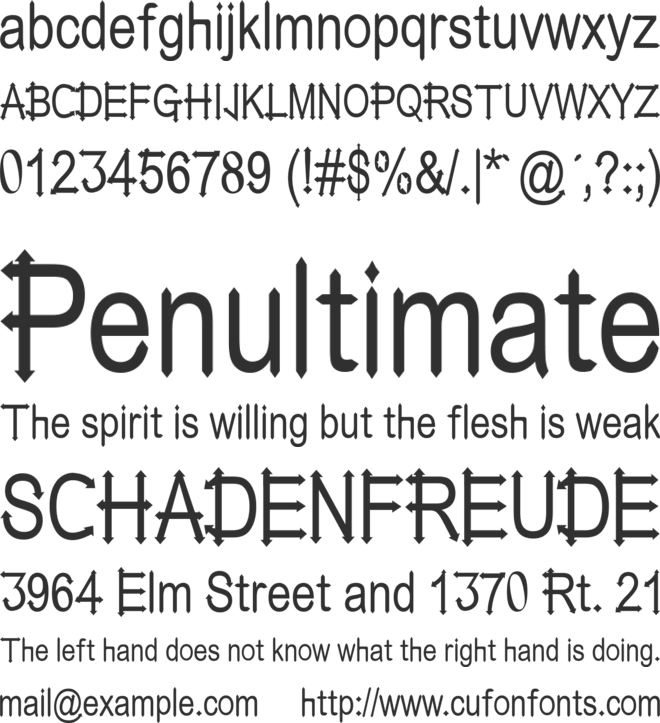 Pointened font preview