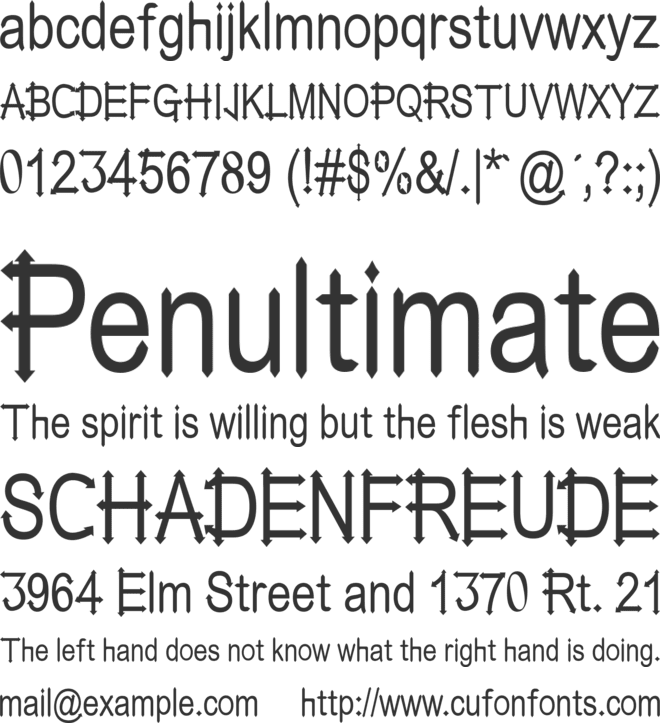 Pointened font preview