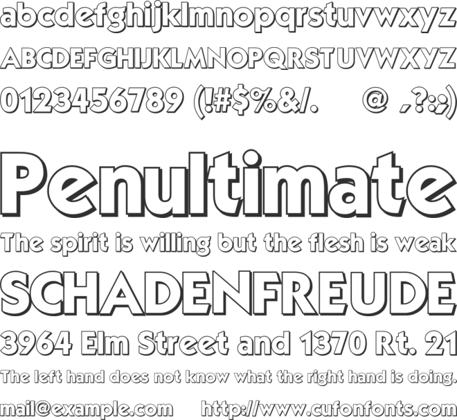 Mouser Outline font preview
