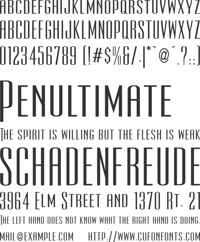 UltraCondensedSansSerif font preview