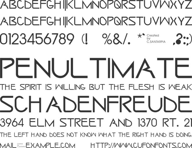Saintharpy font preview