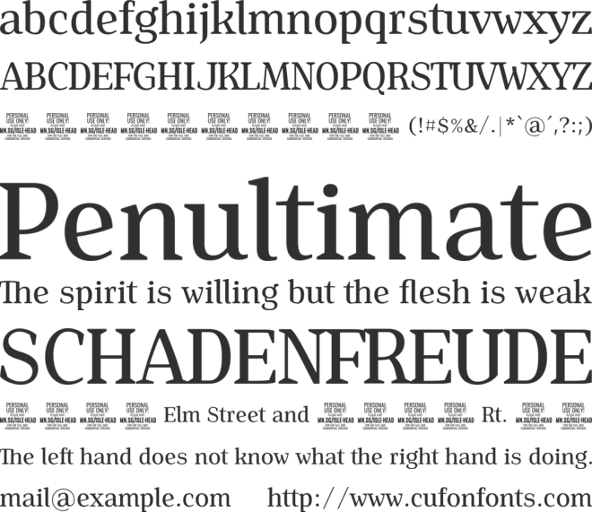Isle Headline PERSONAL USE font preview
